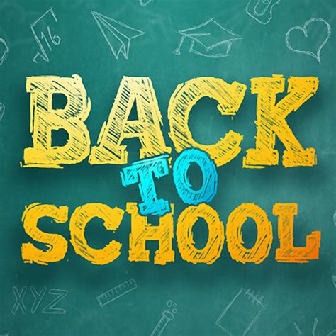 Graphic with green background and text that says Back to School